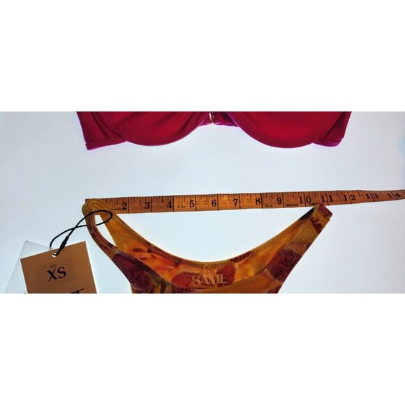 SAME Los Angeles Bikini Set 2pc Size XS Bra Double Layer Top Bottom 90s Tropical - Picture 7 of 14